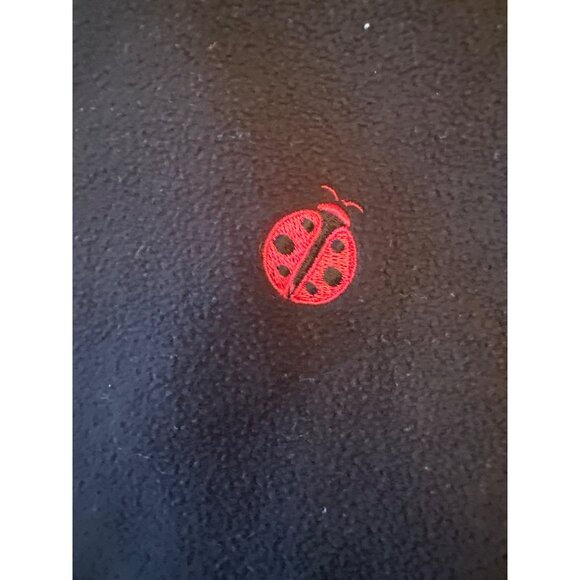 Lilly Pulitzer Black Sleeveless Zip-Up Fleece Vest Palm & Ladybug Embroidery Med - Picture 5 of 5